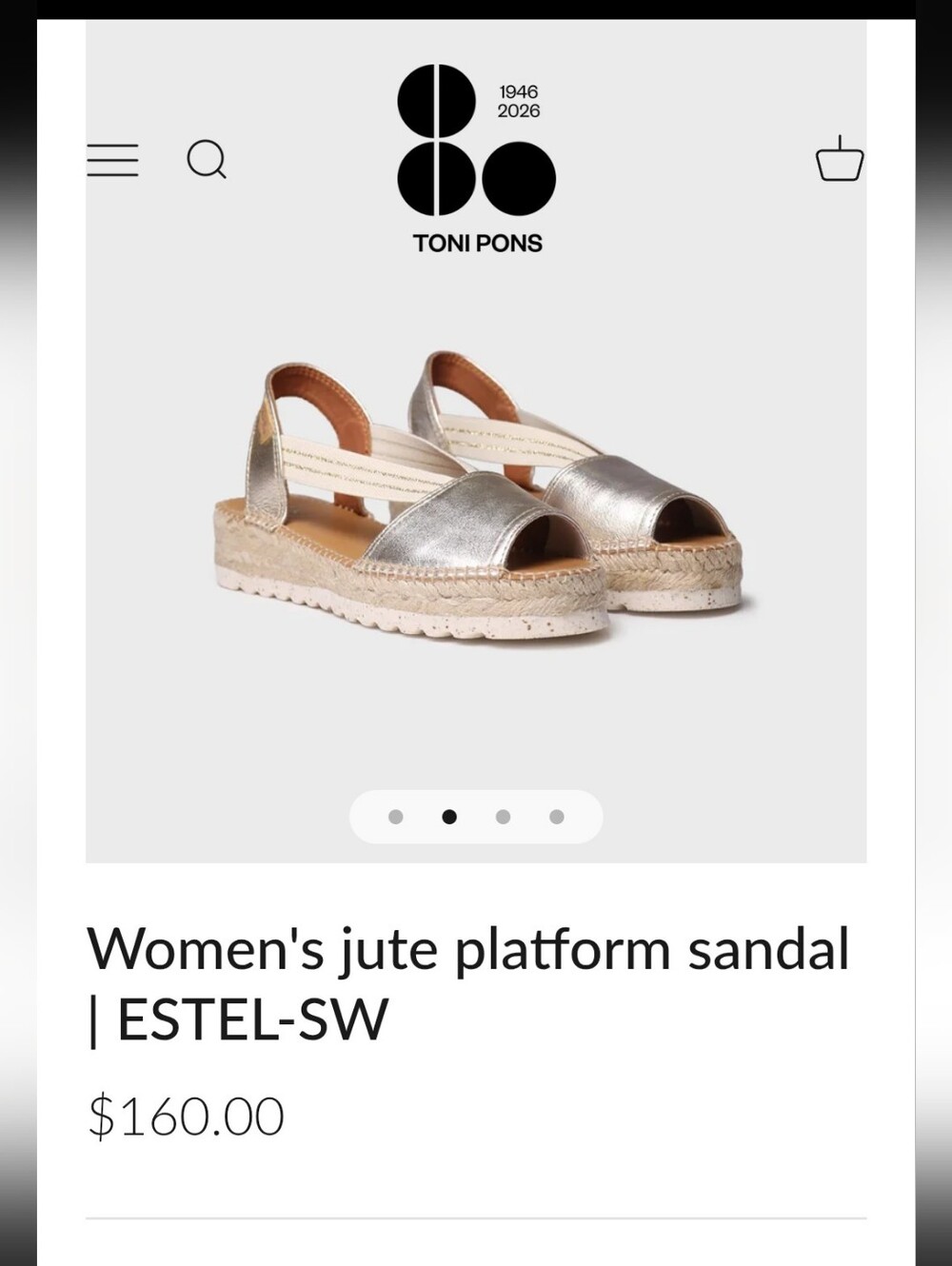 Toni Pons Estel Platform Jute Espadrilles Size 41 US 10 Gold Metallic Sandals